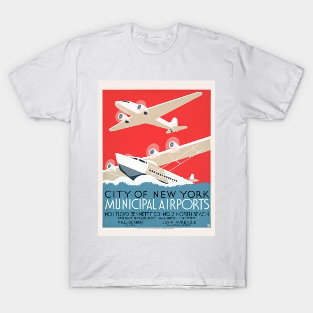 City of New York Municipal Airports Vintage Poster 1937 T-Shirt by vintagetreasure